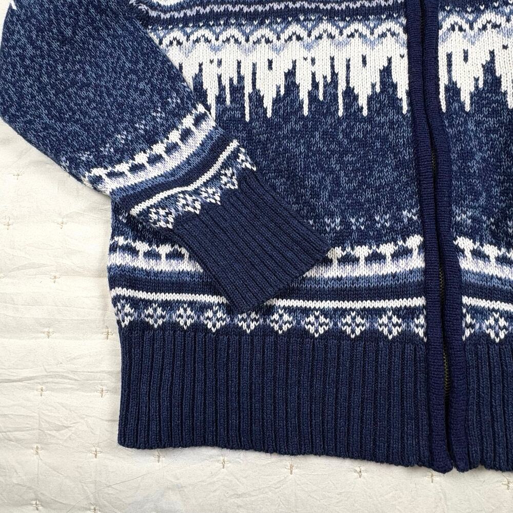 Heirloom Collectibles Vintage Hand Knit Zip Up Cardigan Sweater Women's M Blue - Picture 4 of 12